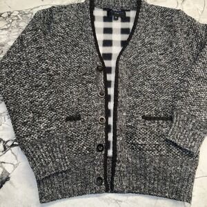 Gioberti Boys Size 5 Fleece Lined Cardigan Black Gray Excellent